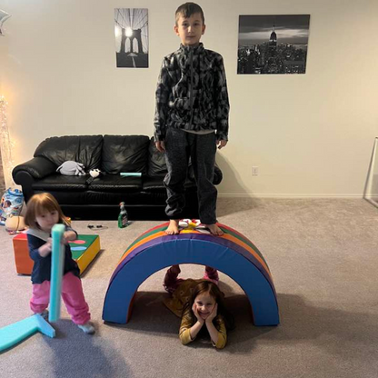 2-in-1 Rainbow Arch Climber & Rocker – Soft Foam Activity Bridge